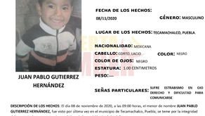 Fiscalía de Puebla activa Alerta Amber para localizar a menor de 7 años de edad