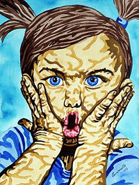 Kind, Aquarelle, bunt, modern