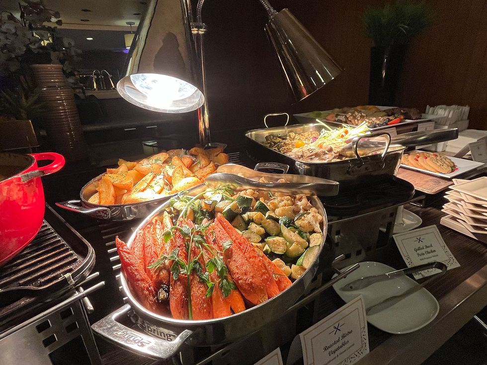Show catering backstage during a comedy tour.