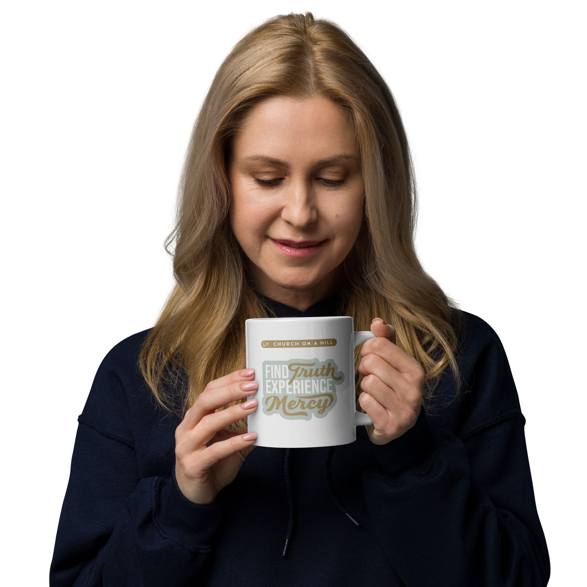 Find Truth Experience Mercy | White Glossy Mug