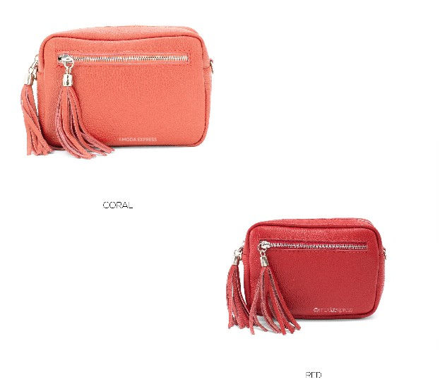Thumbnail: Leather Rectangle Tassel Crossbody Bag