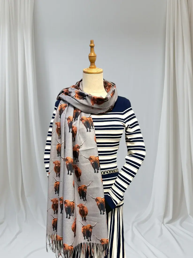 Thumbnail: Highland Cow Cashmere Feel Scarf