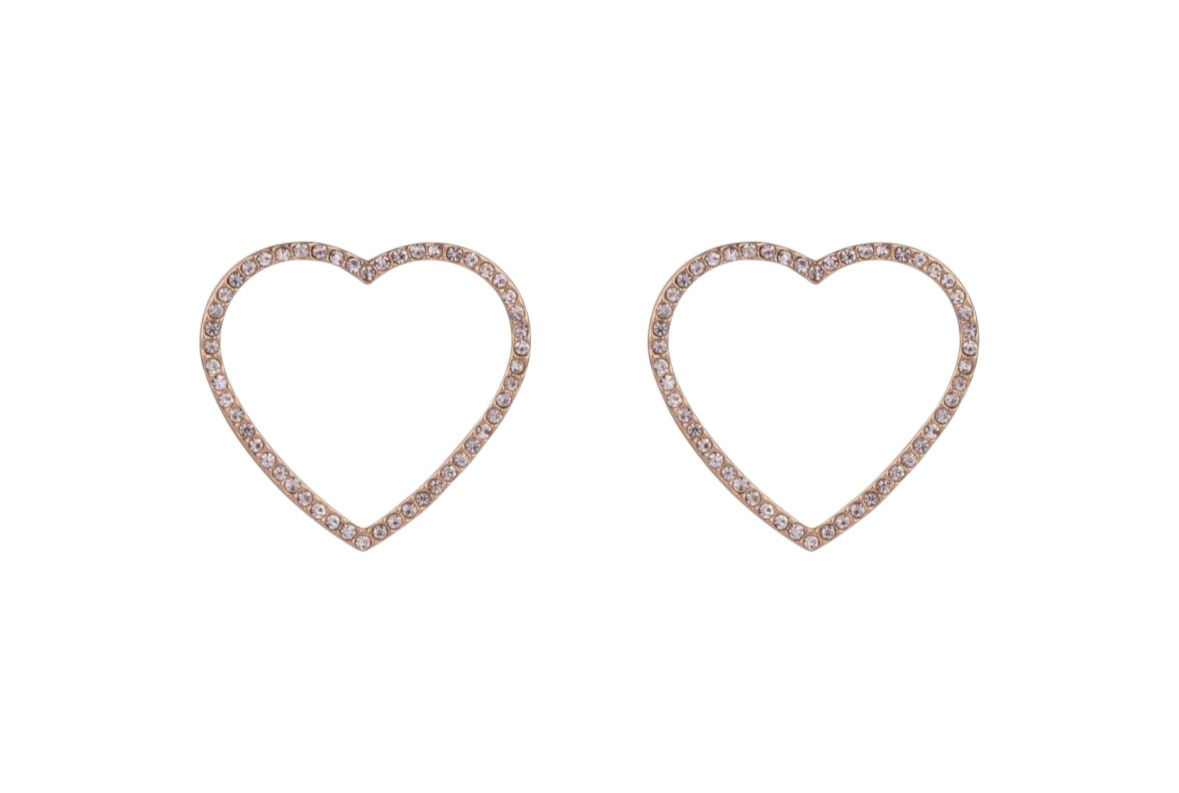 Gold & Crystal Large Heart Post Earrings