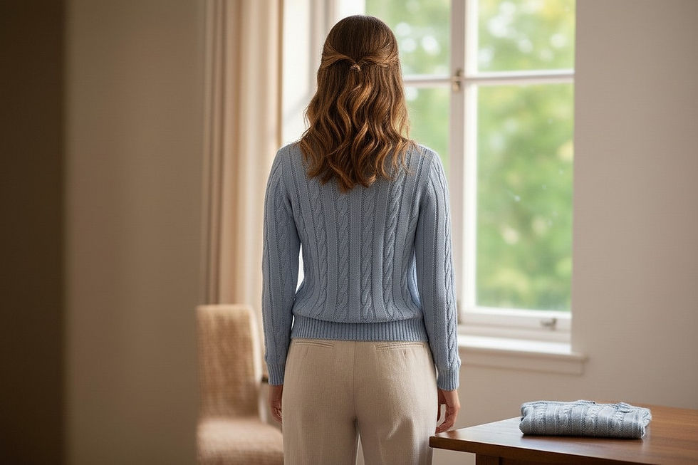 Thumbnail: Cable Knit Ribbed Mesh Jumper Top