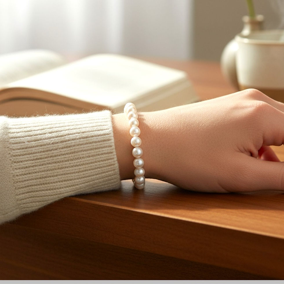 Cream Mother of Pearl Beaded Magnetic Bracelet