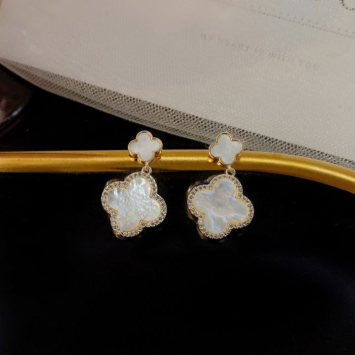 Thumbnail: Four Petals Flower Dangle Earrings