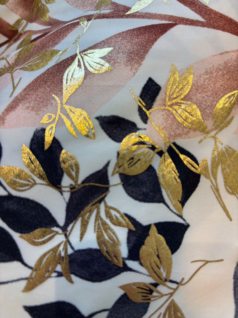 Thumbnail: Floral Print Jumpsuit with Gold Leaf Detail with Pockets