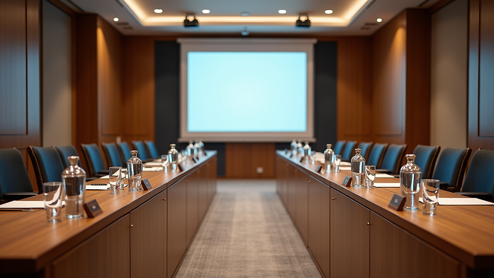 High angle view of a conference room set up for a corporate seminar