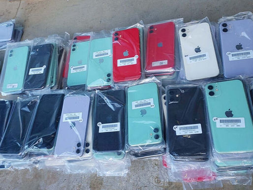 Receita Federal apreende 233 celulares, 175 mil maços de cigarros e partes de munições