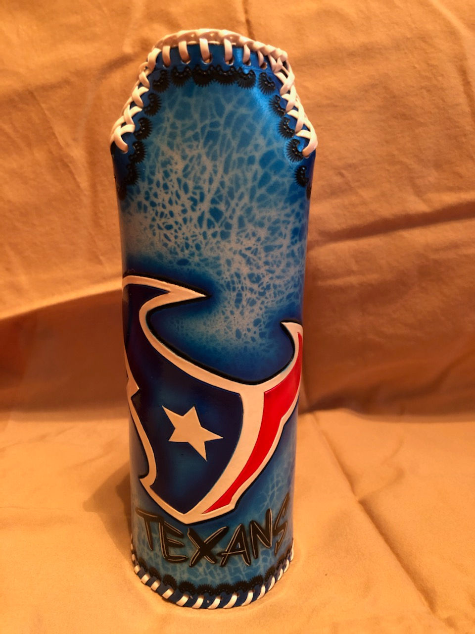 Handmade Leather Koozie - Houston Texans Football BLUE