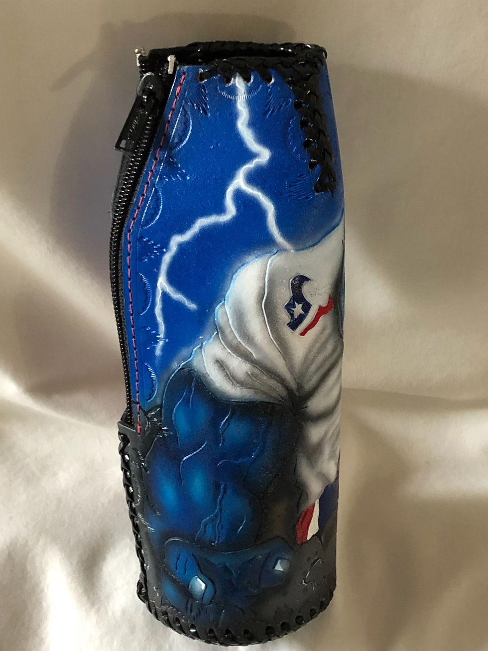 Thumbnail: Handmade Leather Koozie - Houston Texans  TORO THE BULL