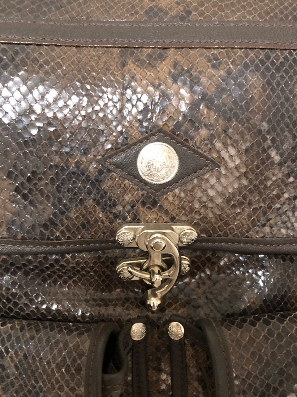 Thumbnail: Handmade Leather Brown Python Back Pack