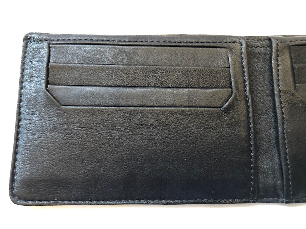 Thumbnail: Men's Bi-Fold Style Black Wallet - Ostrich, No Quill