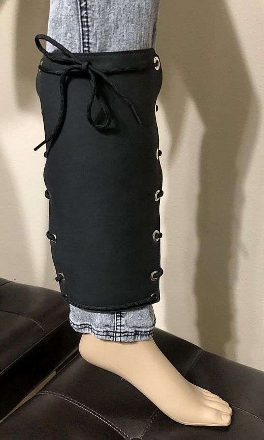 Leather Black Leg / Shin Heat Shield Lace-up | Leather Designs by D