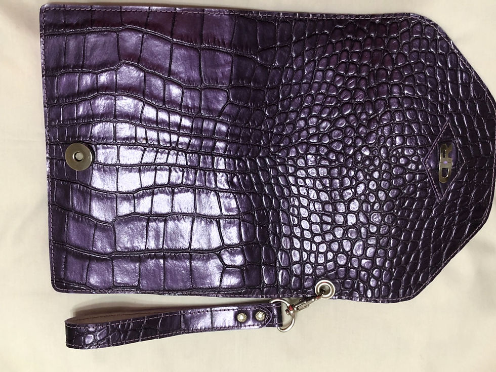 Thumbnail: Handmade Leather Women's Purse w/matching wallet / Purple Gator