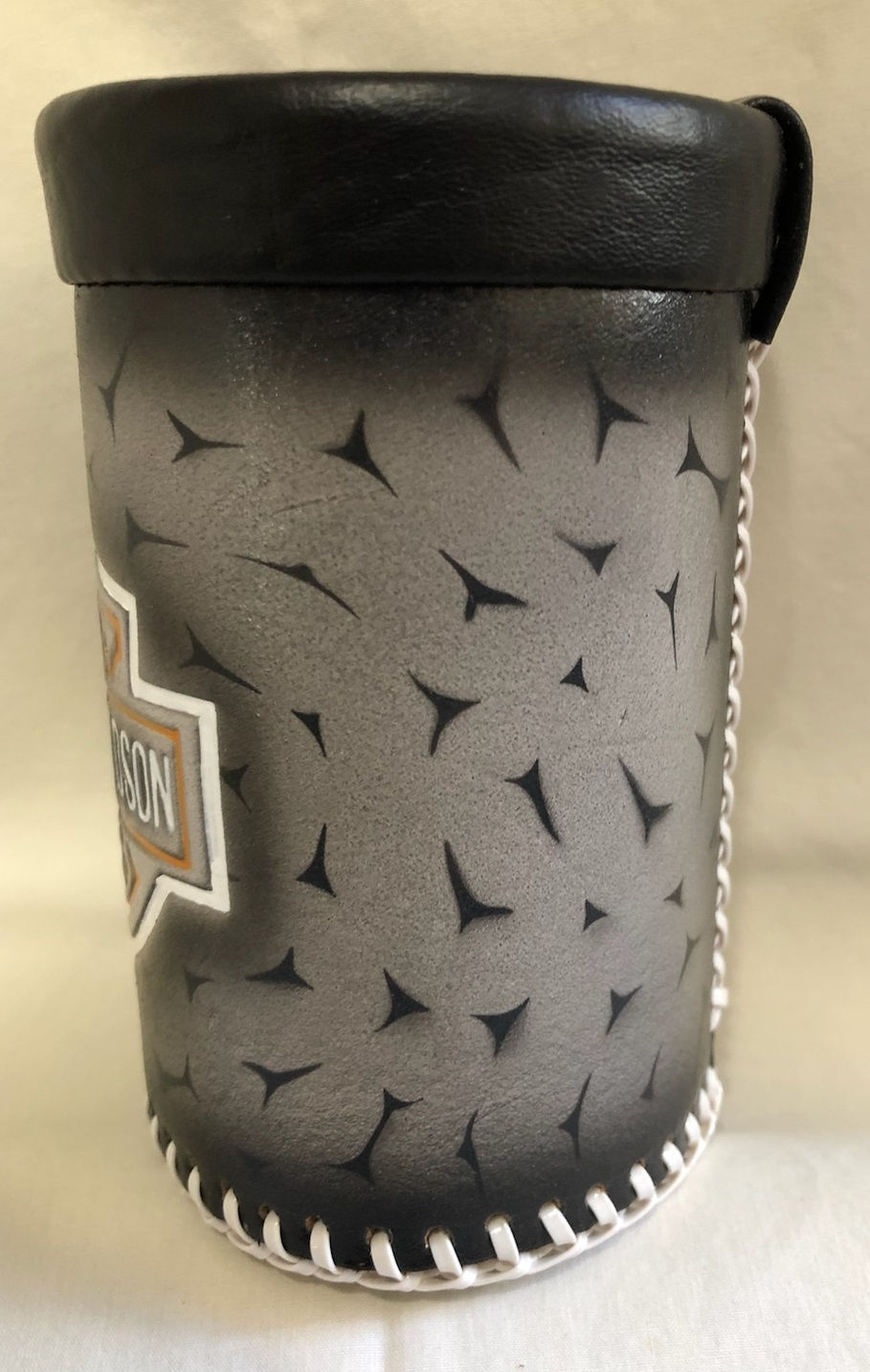 Thumbnail: Handmade Leather Koozie - Harley Davidson - Silver
