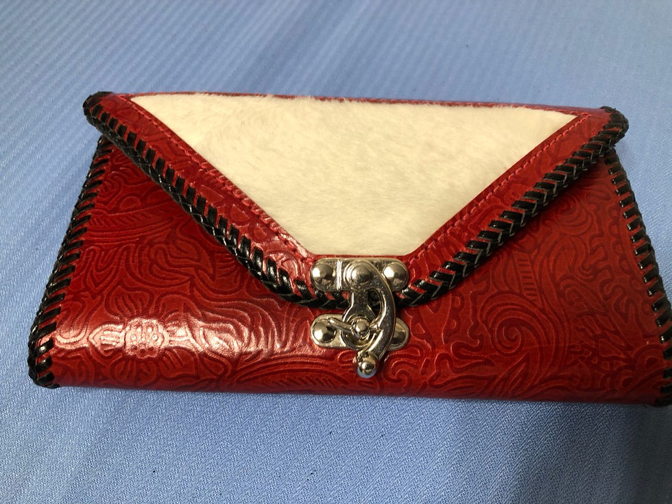 Thumbnail: Handmade Leather Women's Purse w/matching wallet - Red with Cowhide
