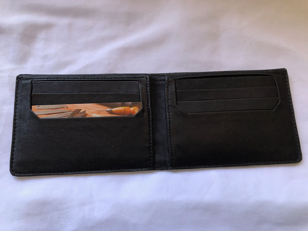 Thumbnail: Men's Bi-Fold Style Black Wallet - Ostrich, No Quill