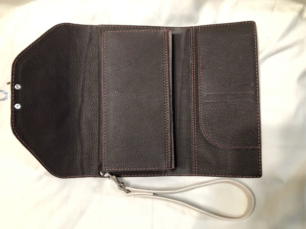 Thumbnail: Handmade Leather Women's Purse w/matching wristlet wallet / Cream