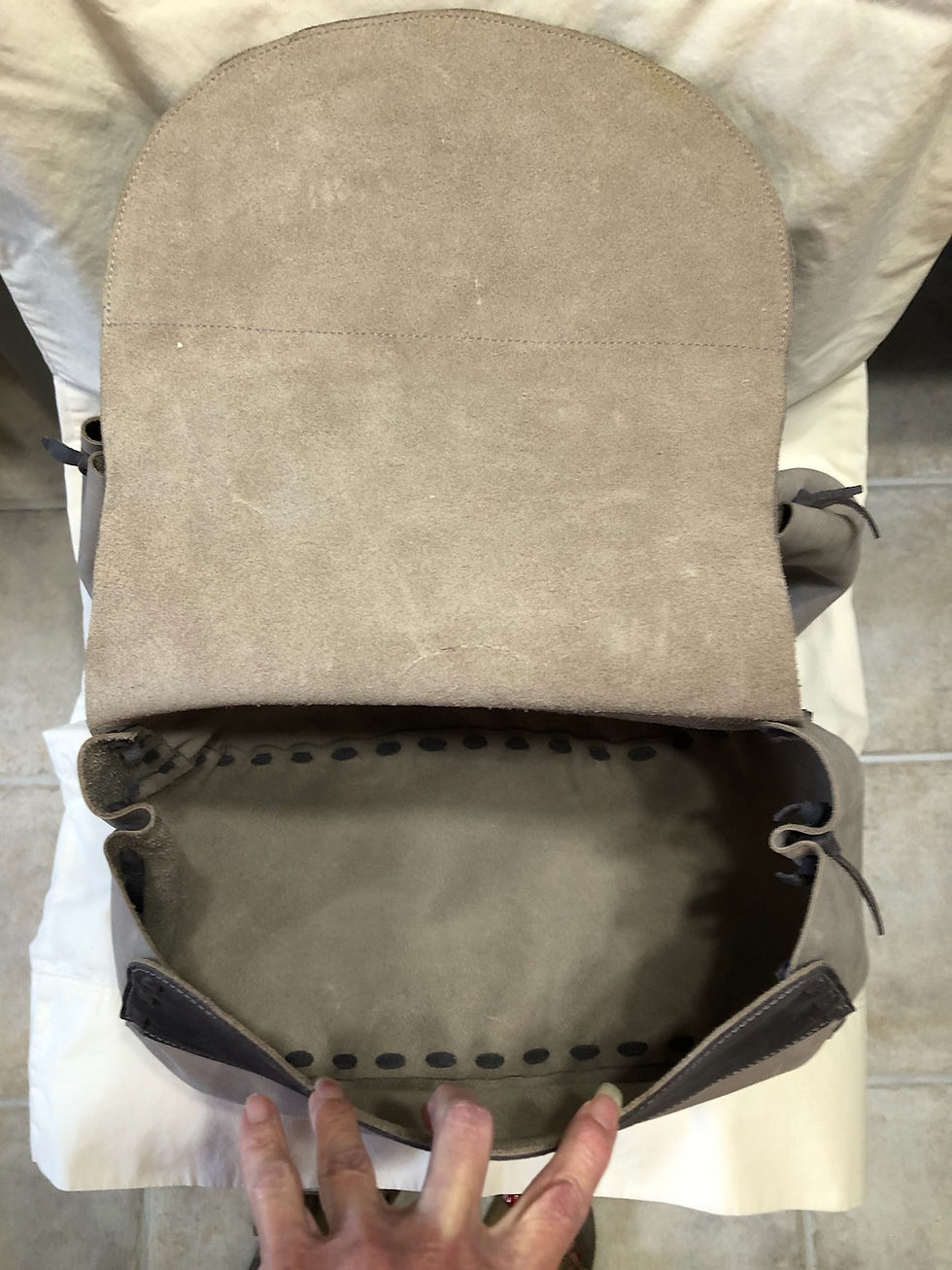 Thumbnail: Handmade Large Harley Davidson Saddle Bags - Grey and Black
