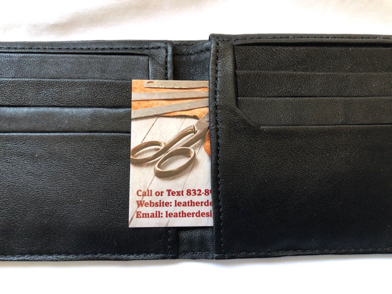 Thumbnail: Men's Bi-Fold Style Black Wallet - Ostrich, No Quill
