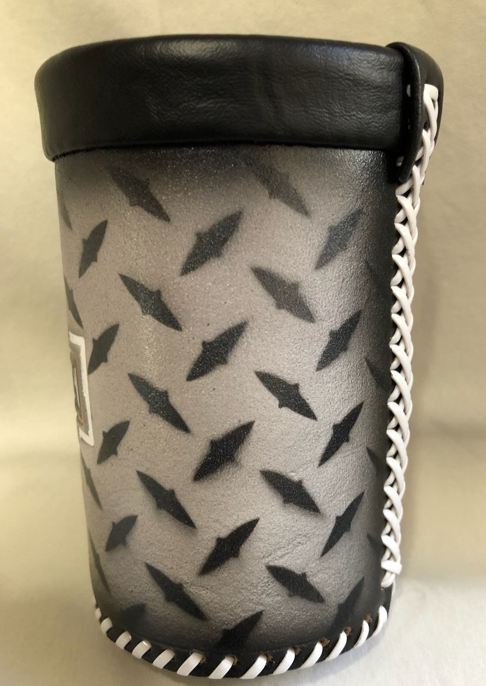 Thumbnail: Handmade Leather Koozie - Harley Davidson -Grey Sheet Metal