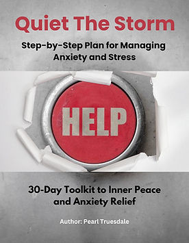 Cover of Quiet The Storm by Pearl Truesdale – a 30-day Christian guide helping women manage anxiety, find peace, and reconnec