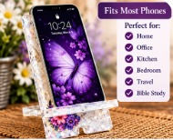 Thumbnail: Purple Butterfly Faith Phone Stand – Strength & Courage | FREE U.S. SHIPPING