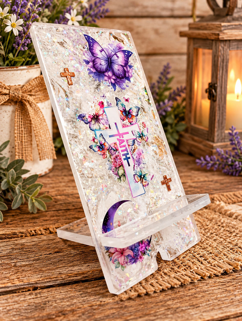 Thumbnail: Purple Butterfly Faith Phone Stand – Strength & Courage | FREE U.S. SHIPPING