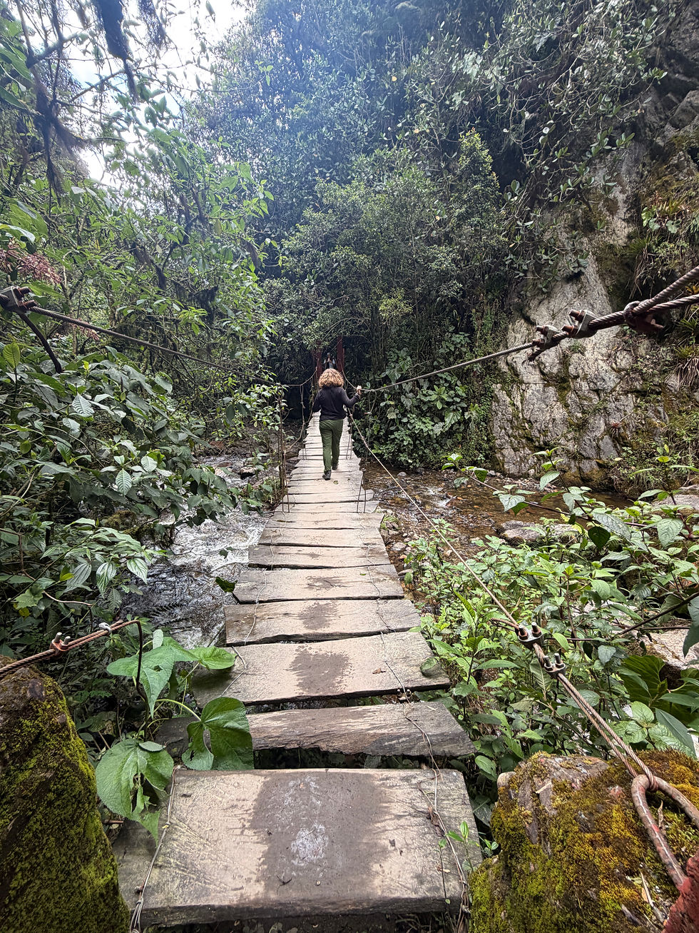 Me crossing a bridge over the river. (Cecilia Markley)