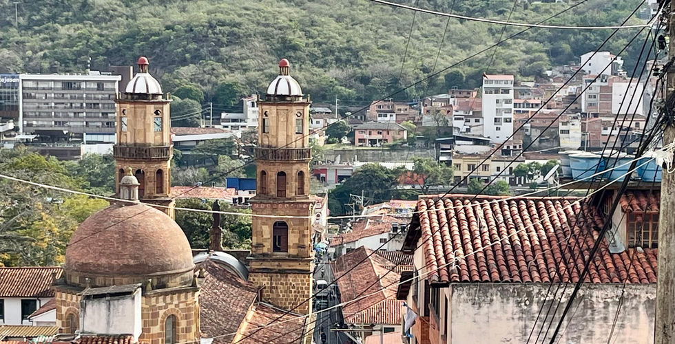 View of San Gil from the top of the steps.