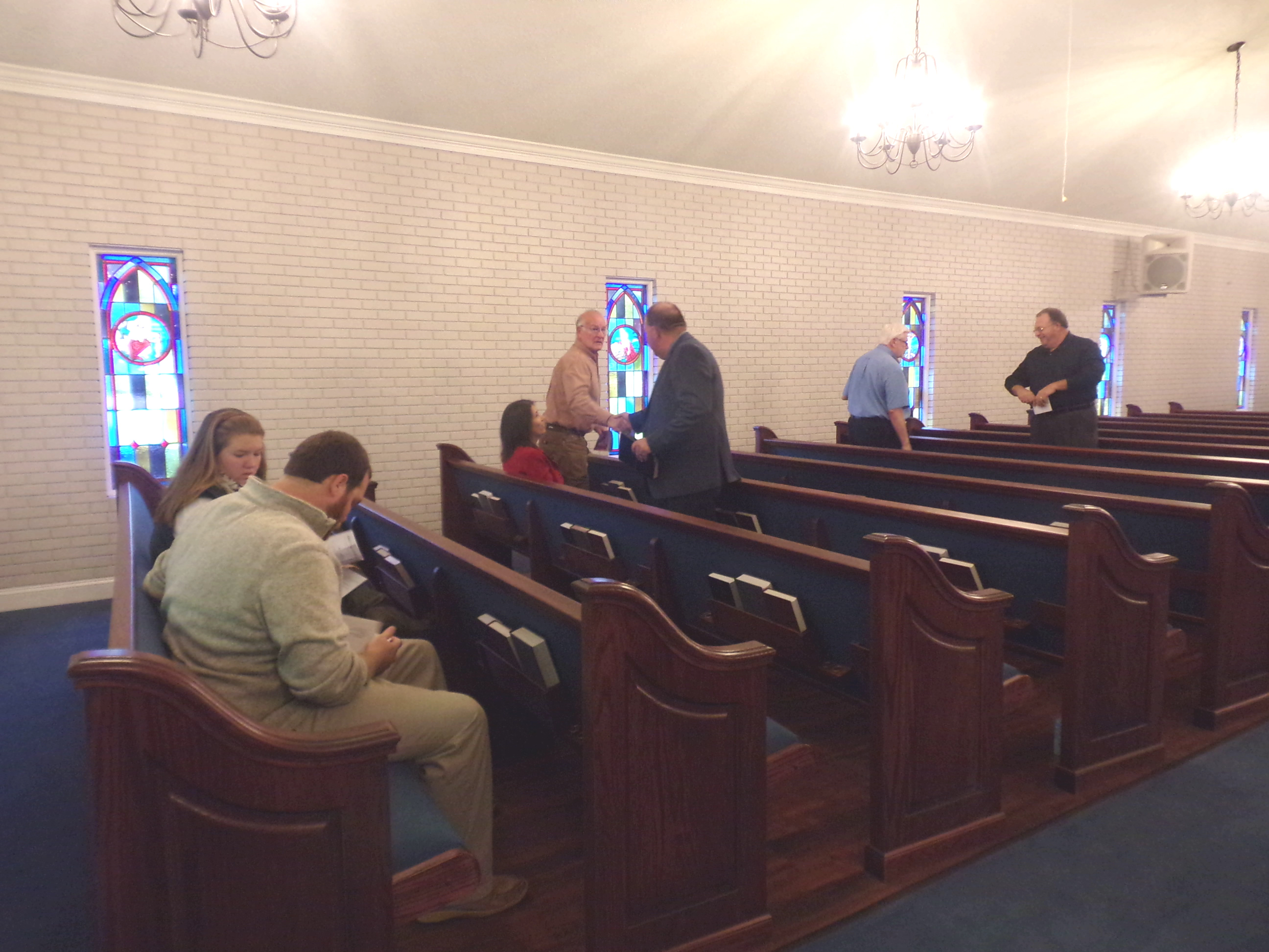Worshippers gathered inside Victory Baptist Church
