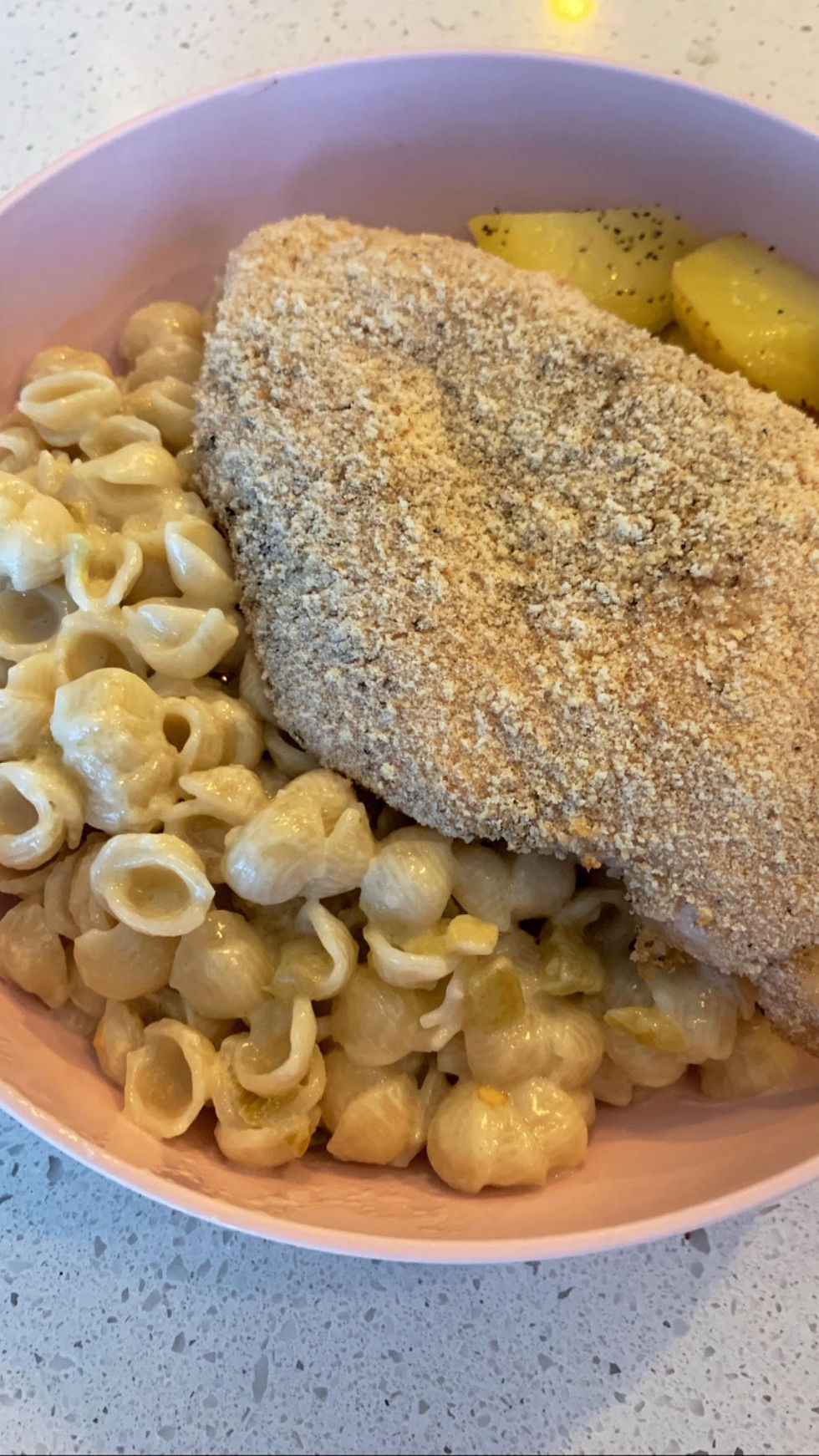Chicken Schnitzel w/ Potatoes & Pasta