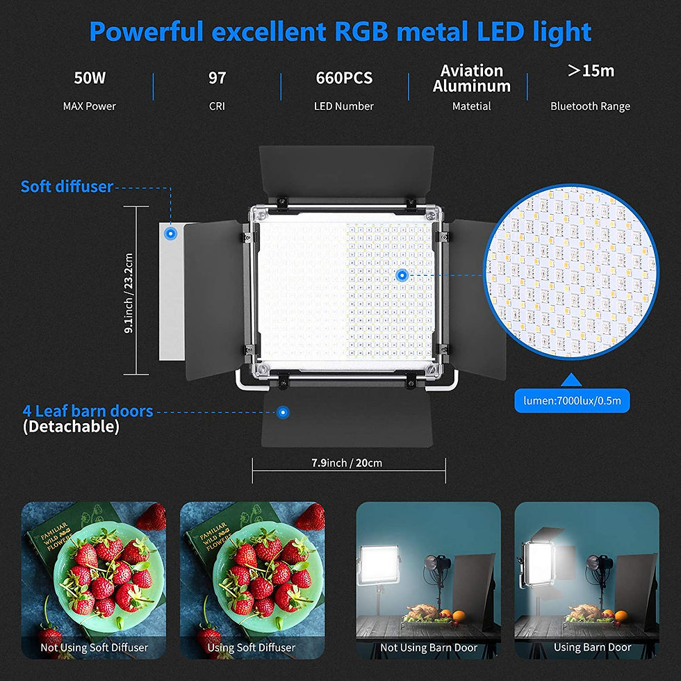Miniatura: NEEWER 660 PRO RGB Led Video Light with APP Control/Barn Door/U Bracket, 360° F