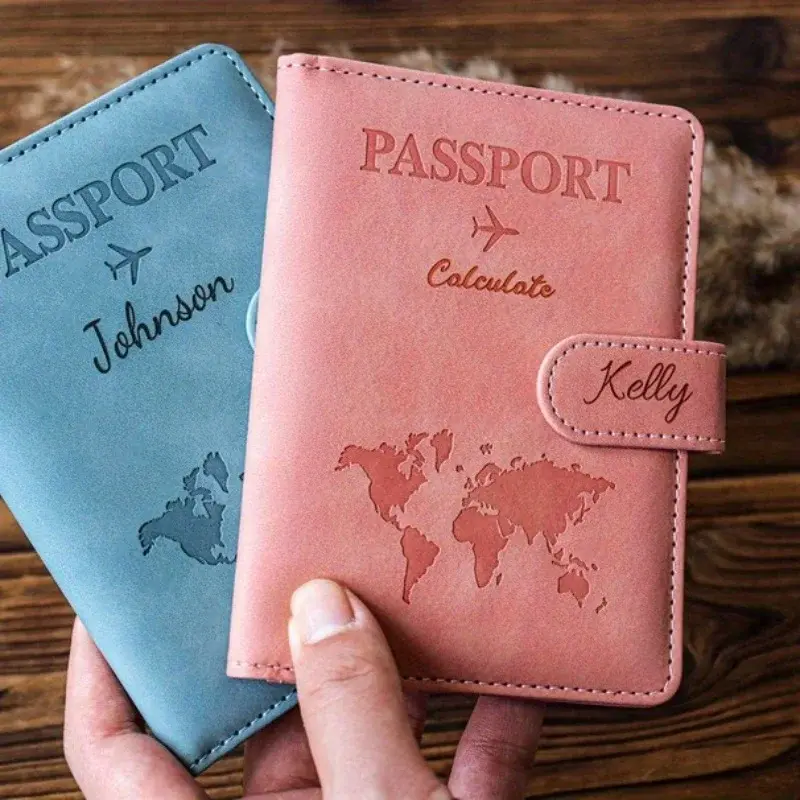 Miniatura: Funda de pasaporte personalizada con monograma y nombre grabado. Funda para pasa