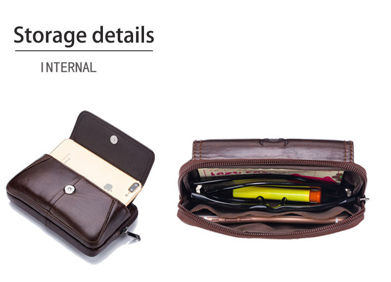 Miniatura: Bolsa de cintura militar masculina em couro estilo Bullcaptain, com sistema Moll
