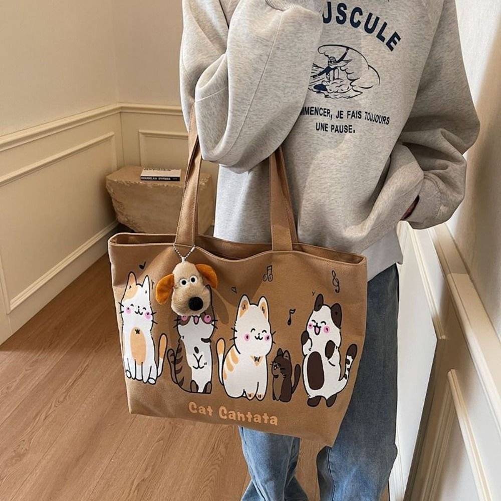 Bolsa de lona com estampa de desenho animado para mulheres