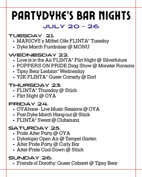 Party Dyke Bar Nights: July 20 - 26