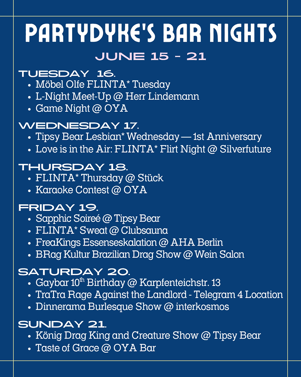 Party Dyke Bar Nights: June 8 - 14