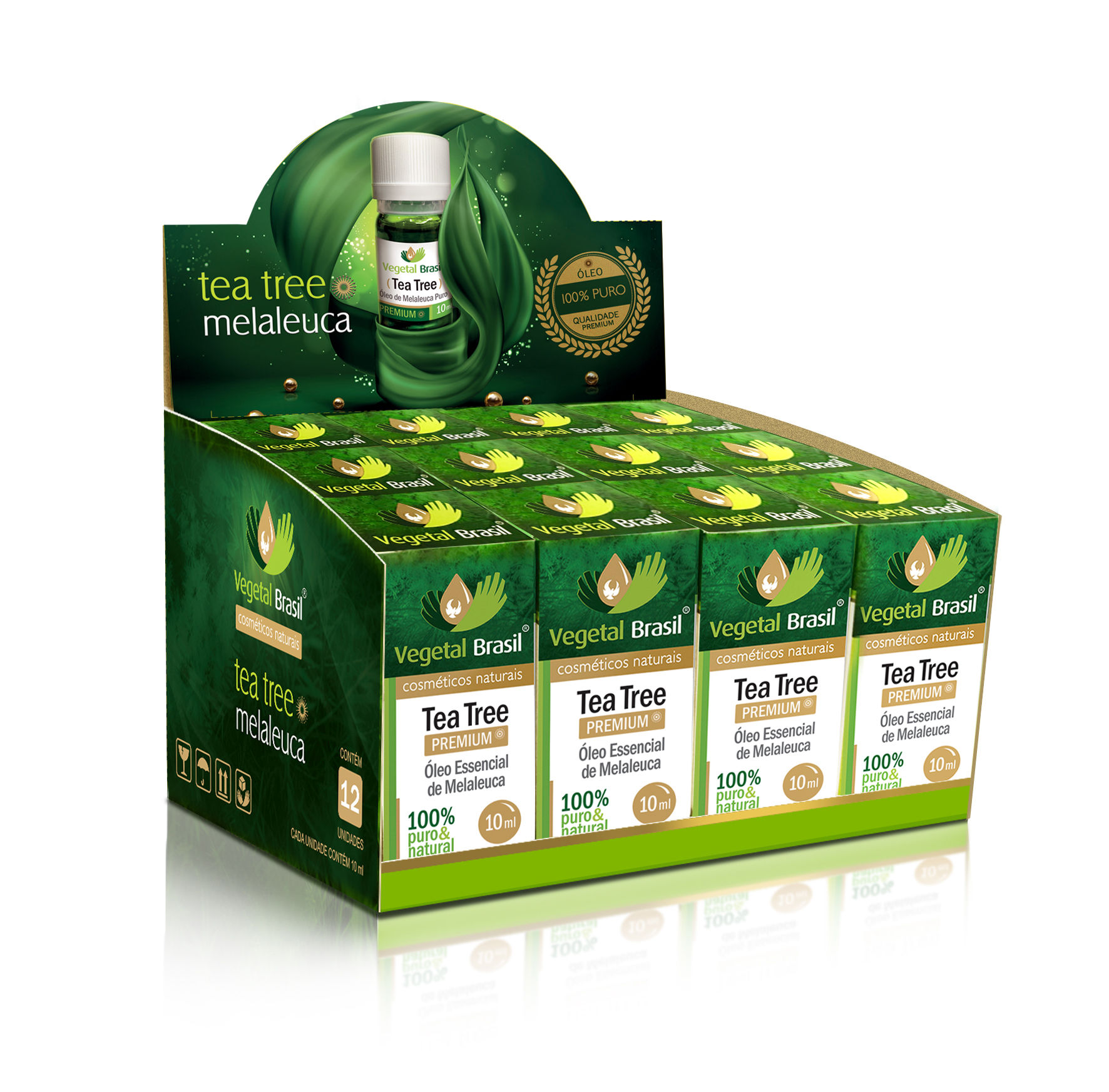 Caixa display Óleo Essencial de Melaleuca  100% Puro - TEA TREE  com 12 unidades