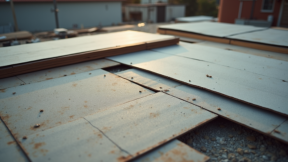 High angle view of roofing materials laid out for installation
