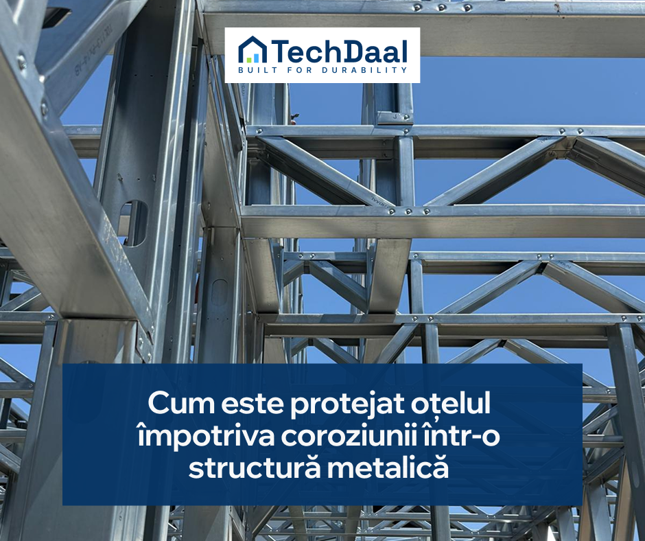 Structură metalică ușoară din oțel zincat – detaliu profile și îmbinări TechDaal