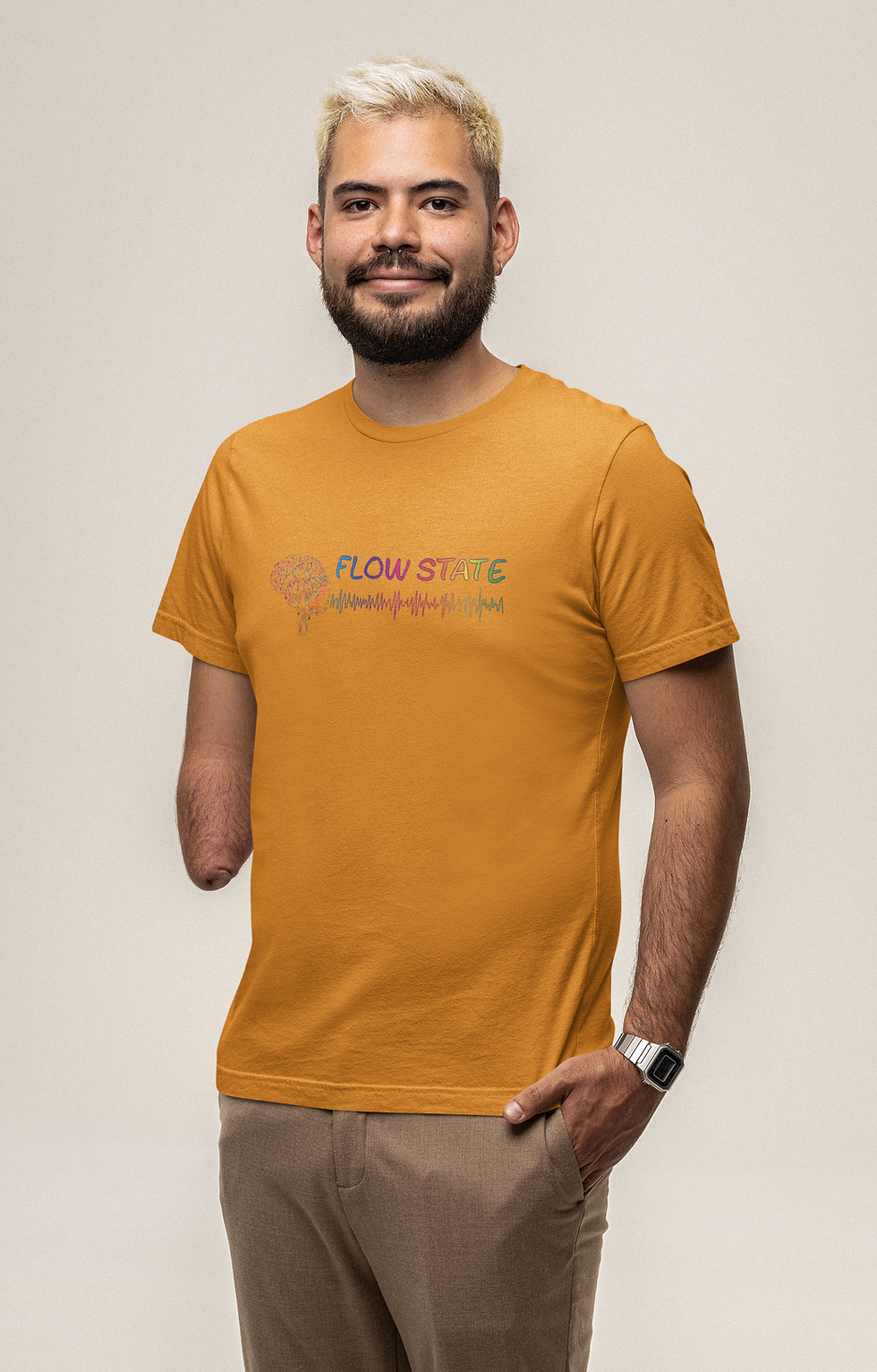 Model Brainwave Flow State T-shirt Mustard
