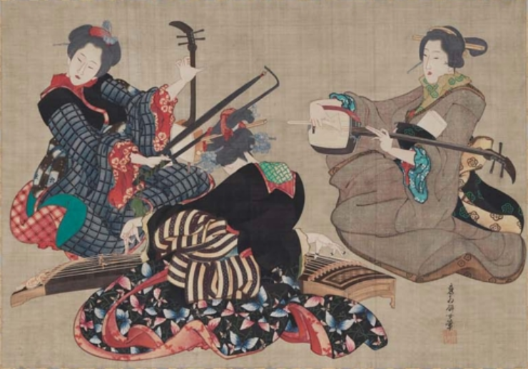Three Women Playing Musical Instruments Wikicommons