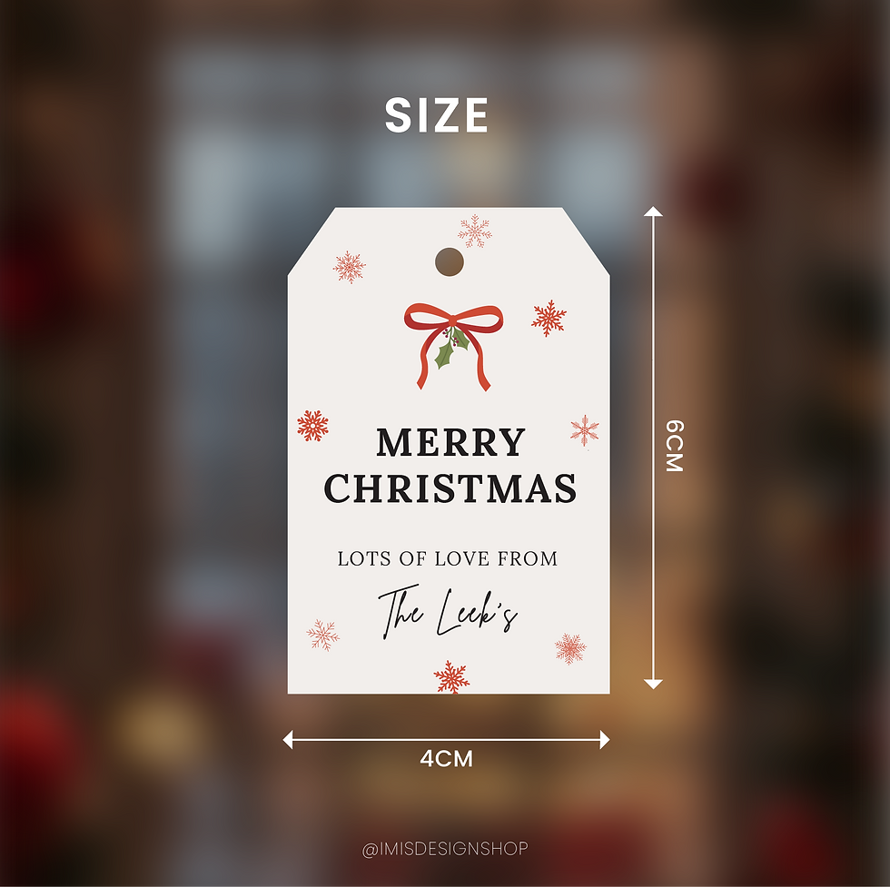 Thumbnail: Size of the christmas tags, Around 4cm wide x 6cm height.