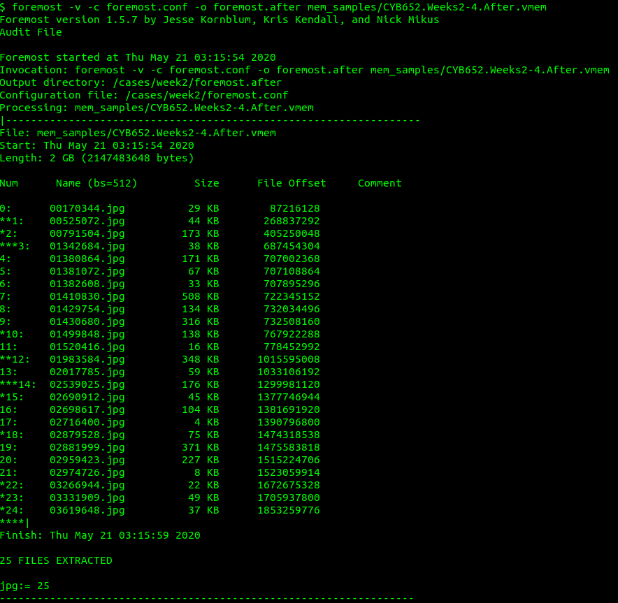 Data Carving with Foremost