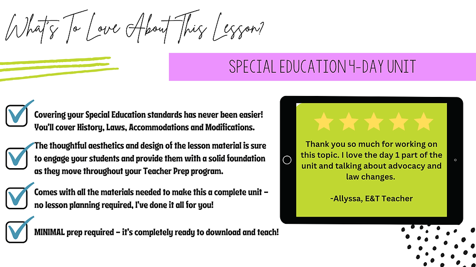 Thumbnail: Special Education 4-Day Unit | Education & Training Pathway