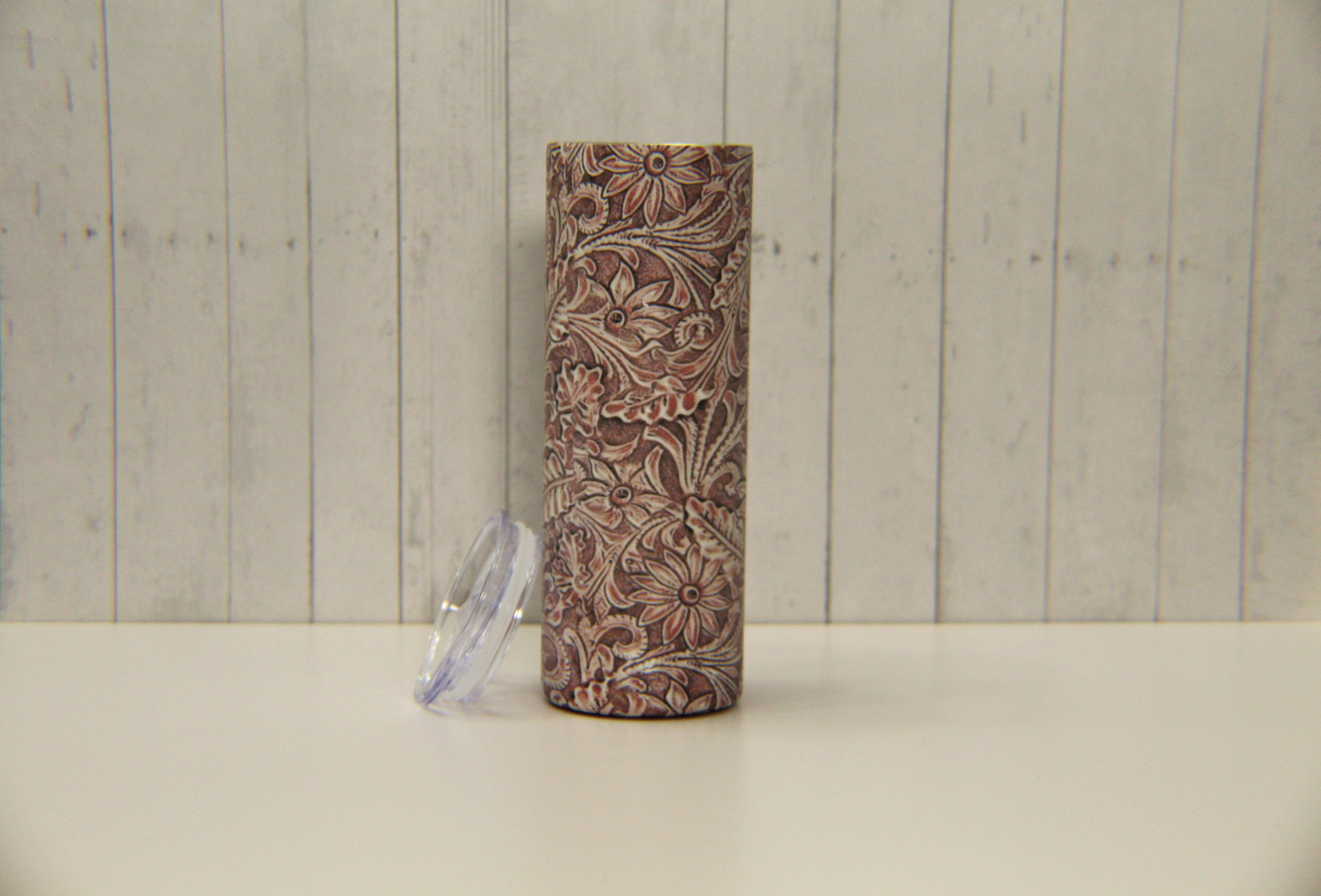 Tooled Leather 20 Oz Slim Tumbler