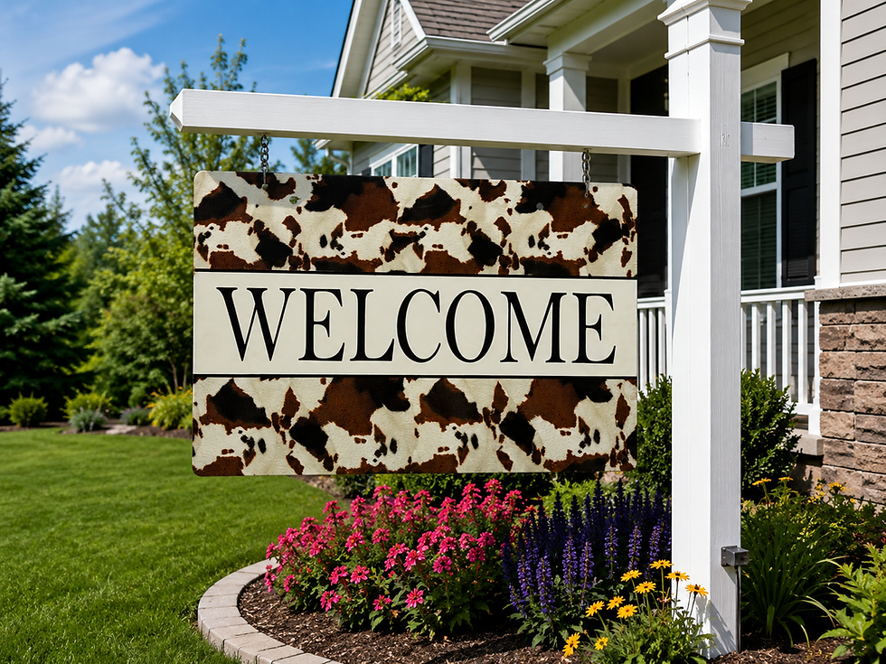 Thumbnail: Cowhide Welcome Metal Sign
