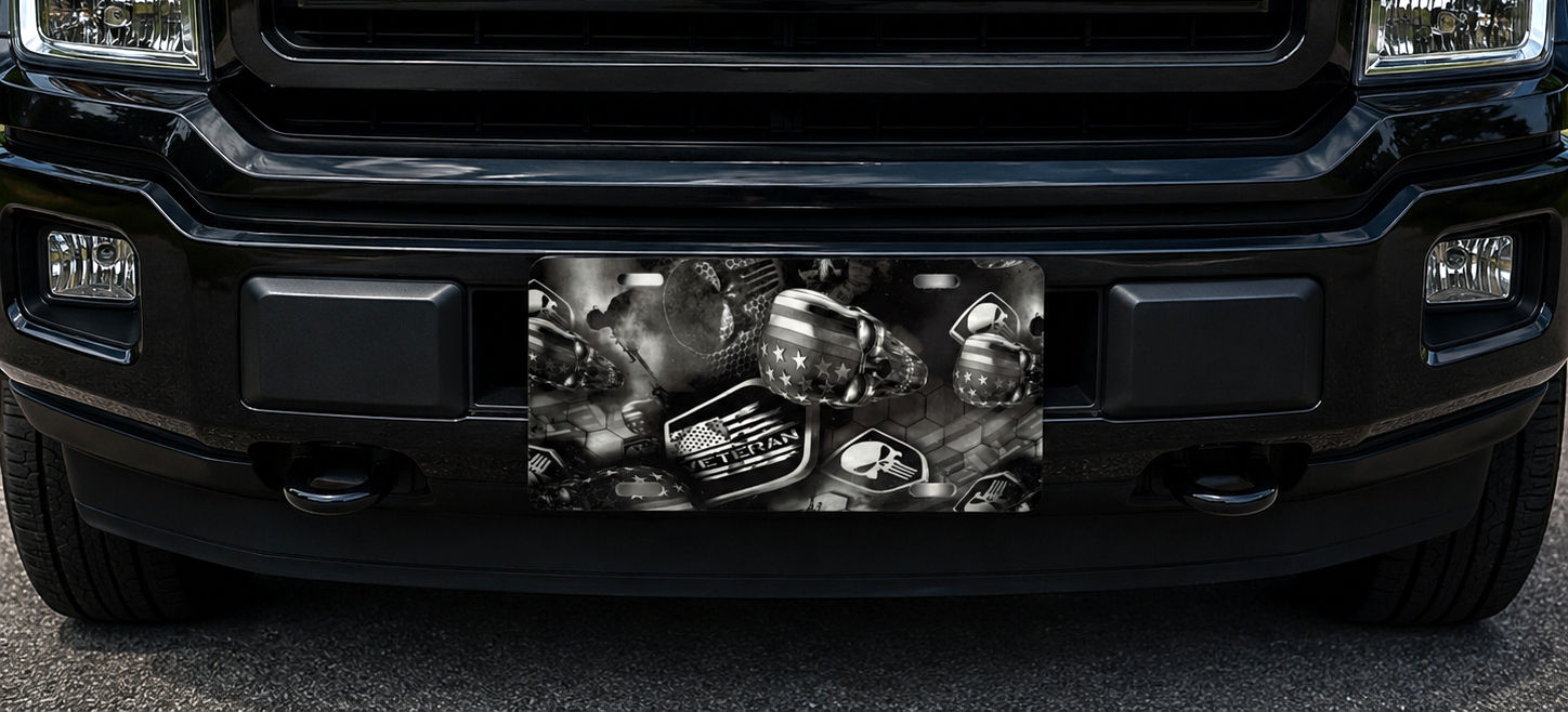 Veteran Skull Custom License Plate